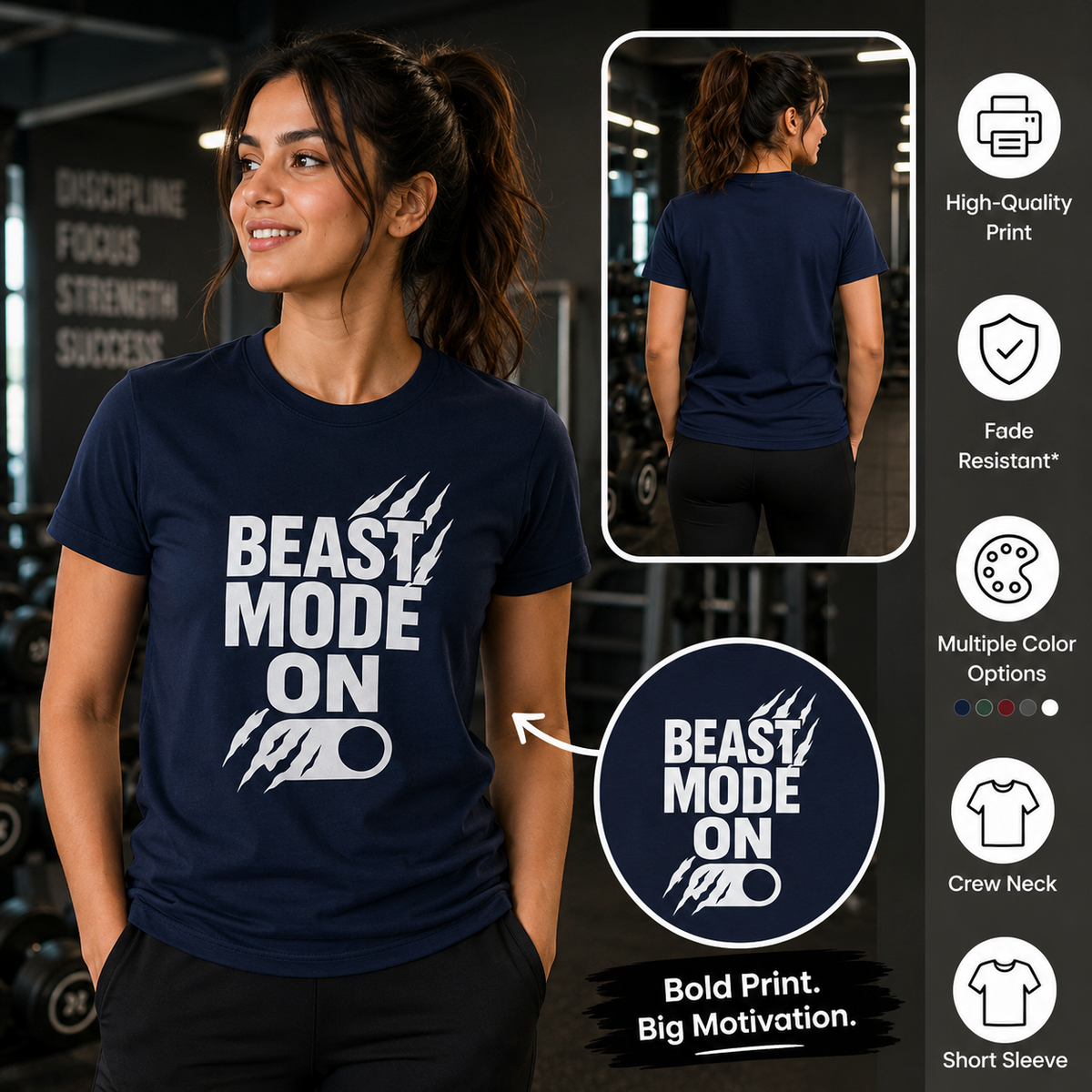 Beast Mode On | Gym Motivation Tee
