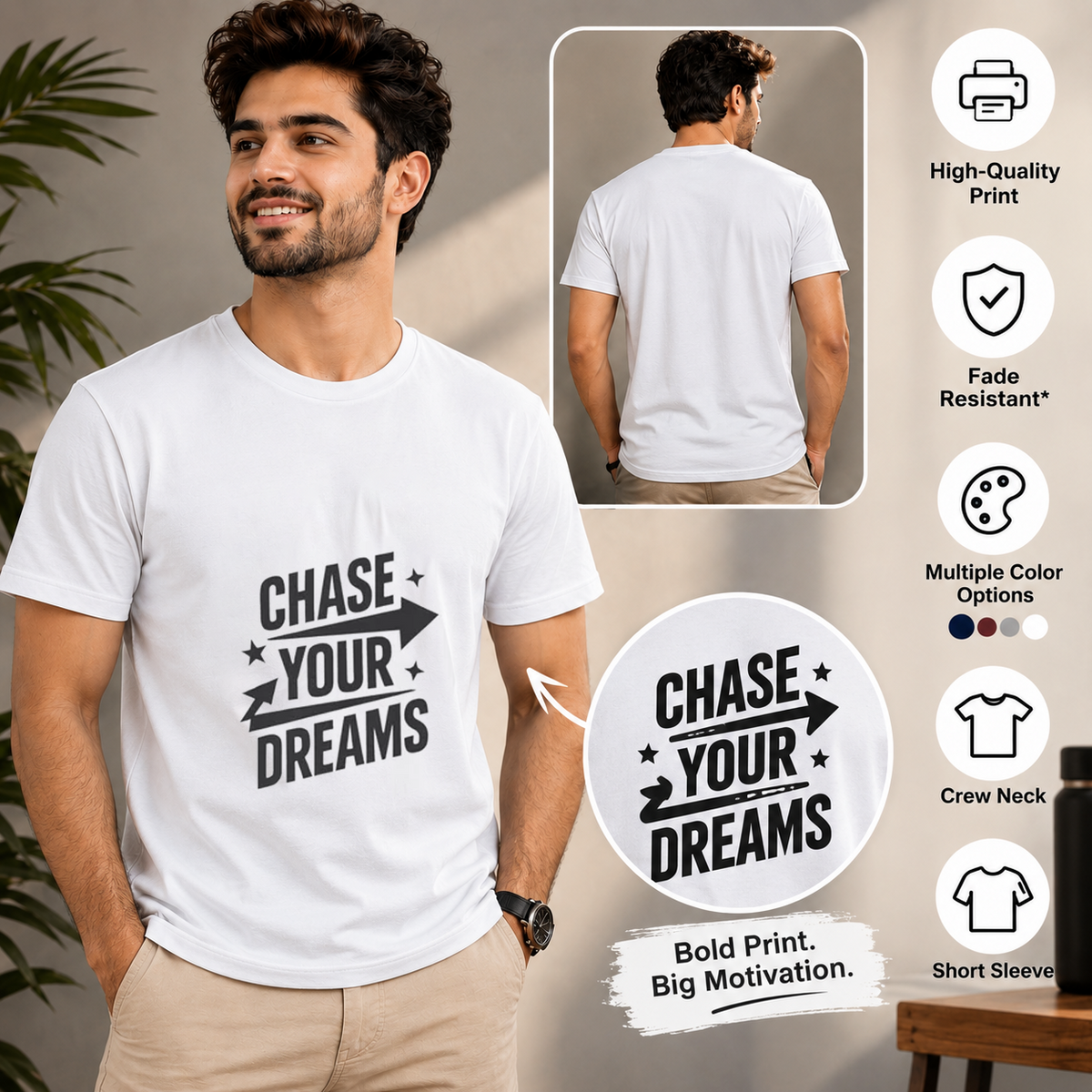 Chase Your Dreams Motivational Graphic T-Shirt
