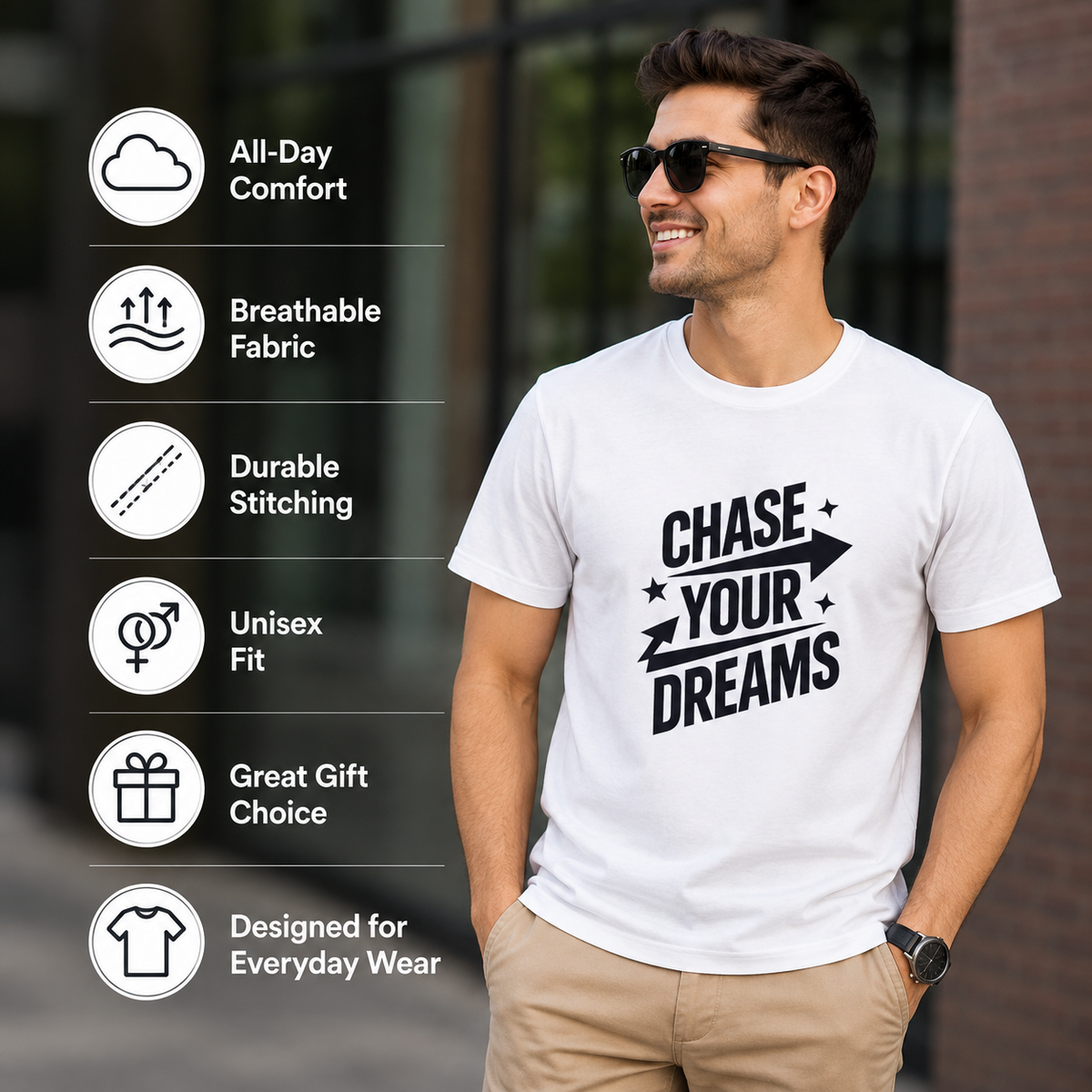 Chase Your Dreams Motivational Graphic T-Shirt