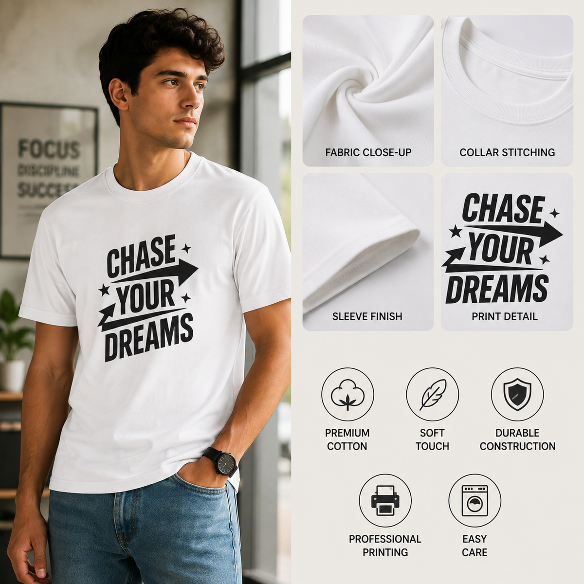 Chase Your Dreams Motivational Graphic T-Shirt