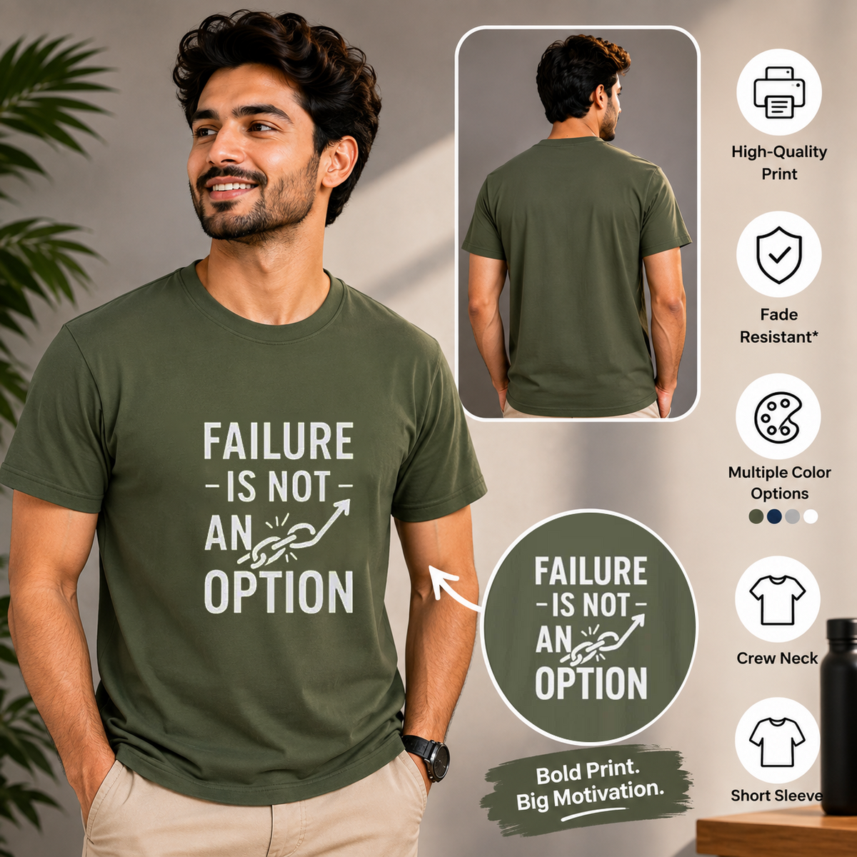 Failure Is Not An Option Motivational Graphic T-Shirt