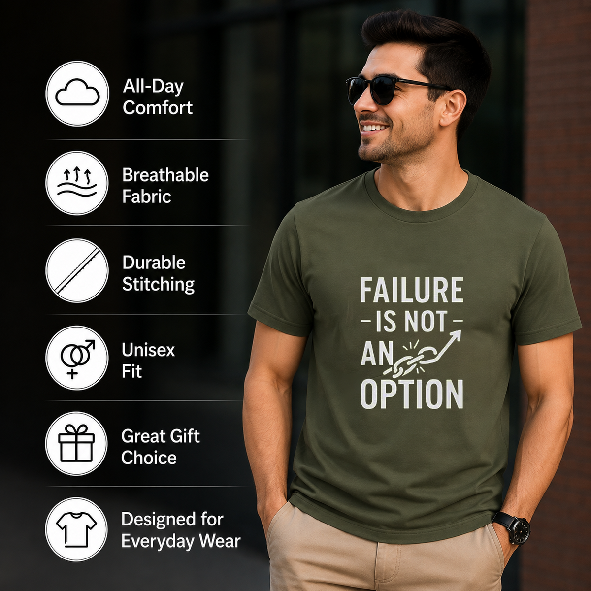 Failure Is Not An Option Motivational Graphic T-Shirt