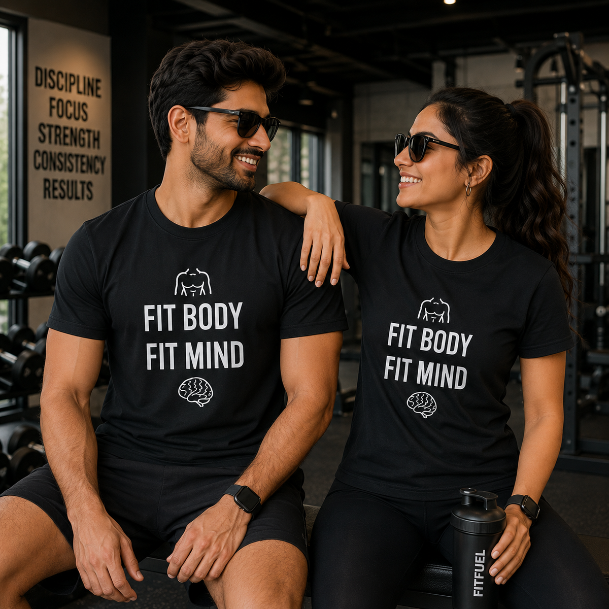 Fit Body Fit Mind Motivational Graphic T-Shirt