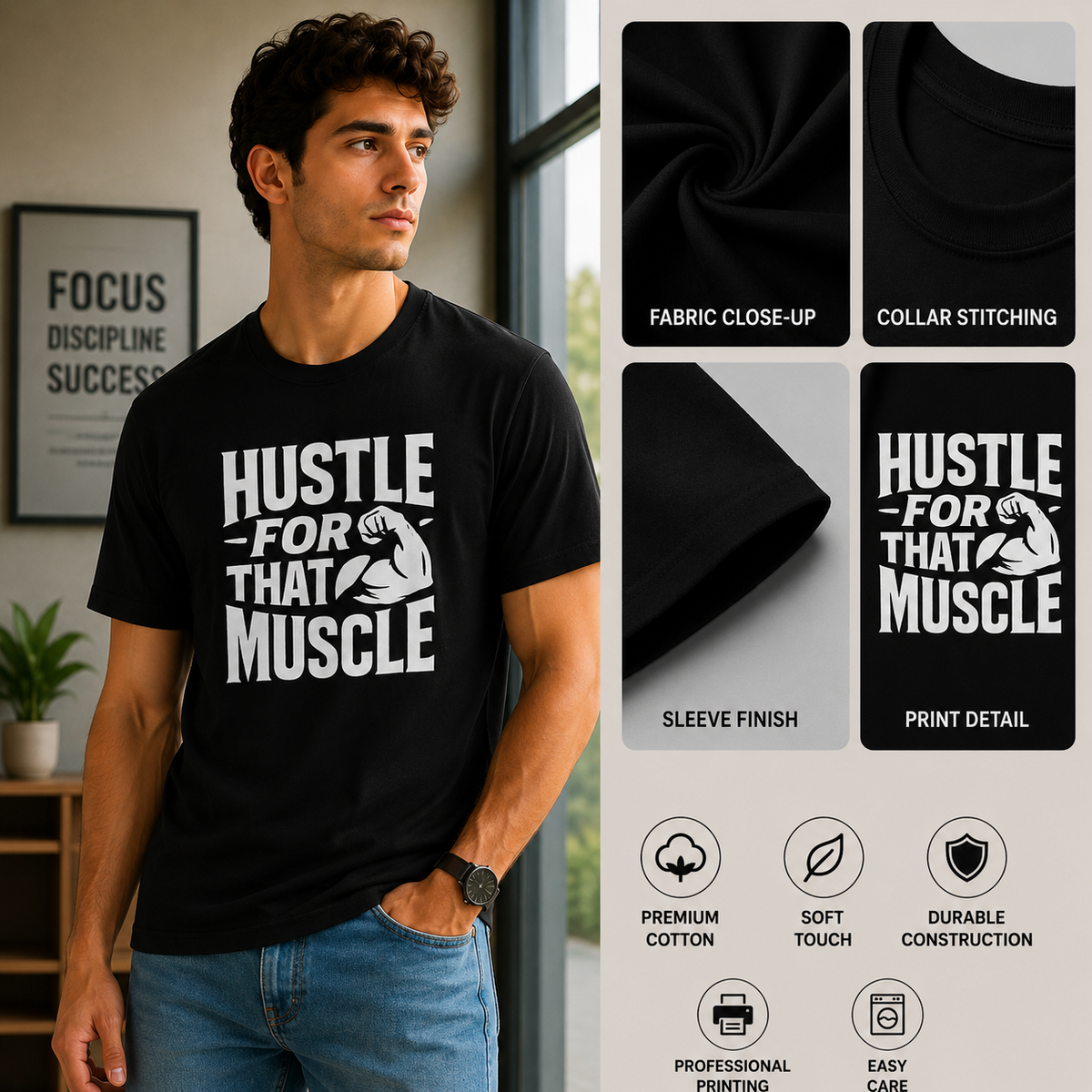 Hustle For That Muscle | Gym Motivation Graphic Tee