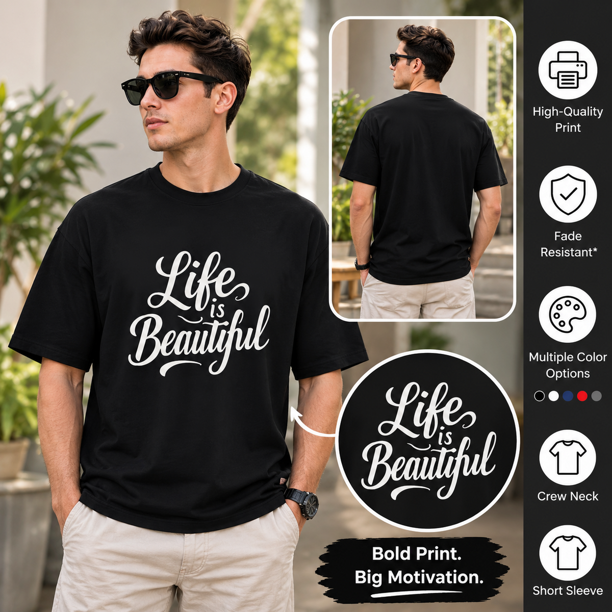 Life Is Beautiful | Positive Vibes Tee | Inspirational Graphic T-Shirt