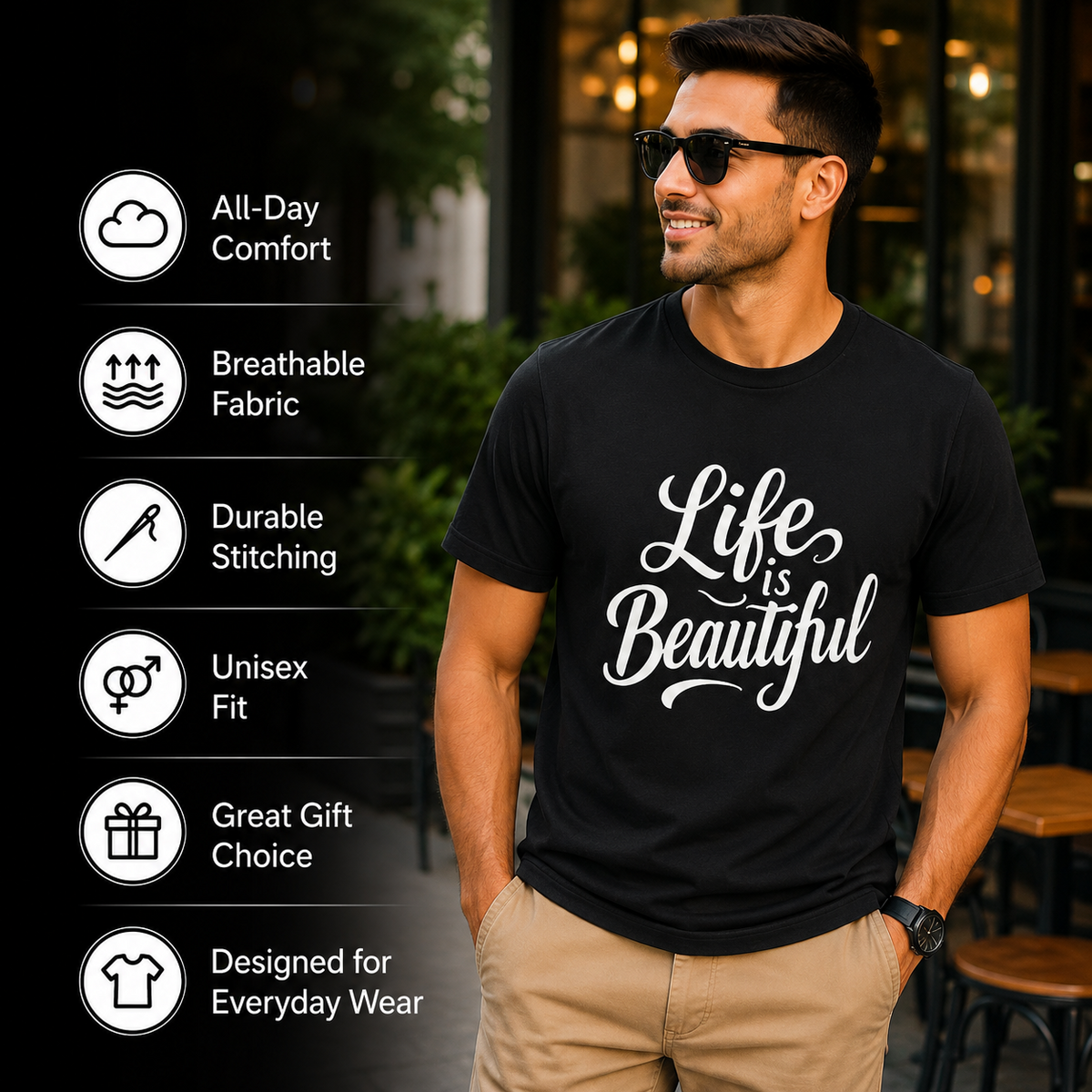 Life Is Beautiful | Positive Vibes Tee | Inspirational Graphic T-Shirt