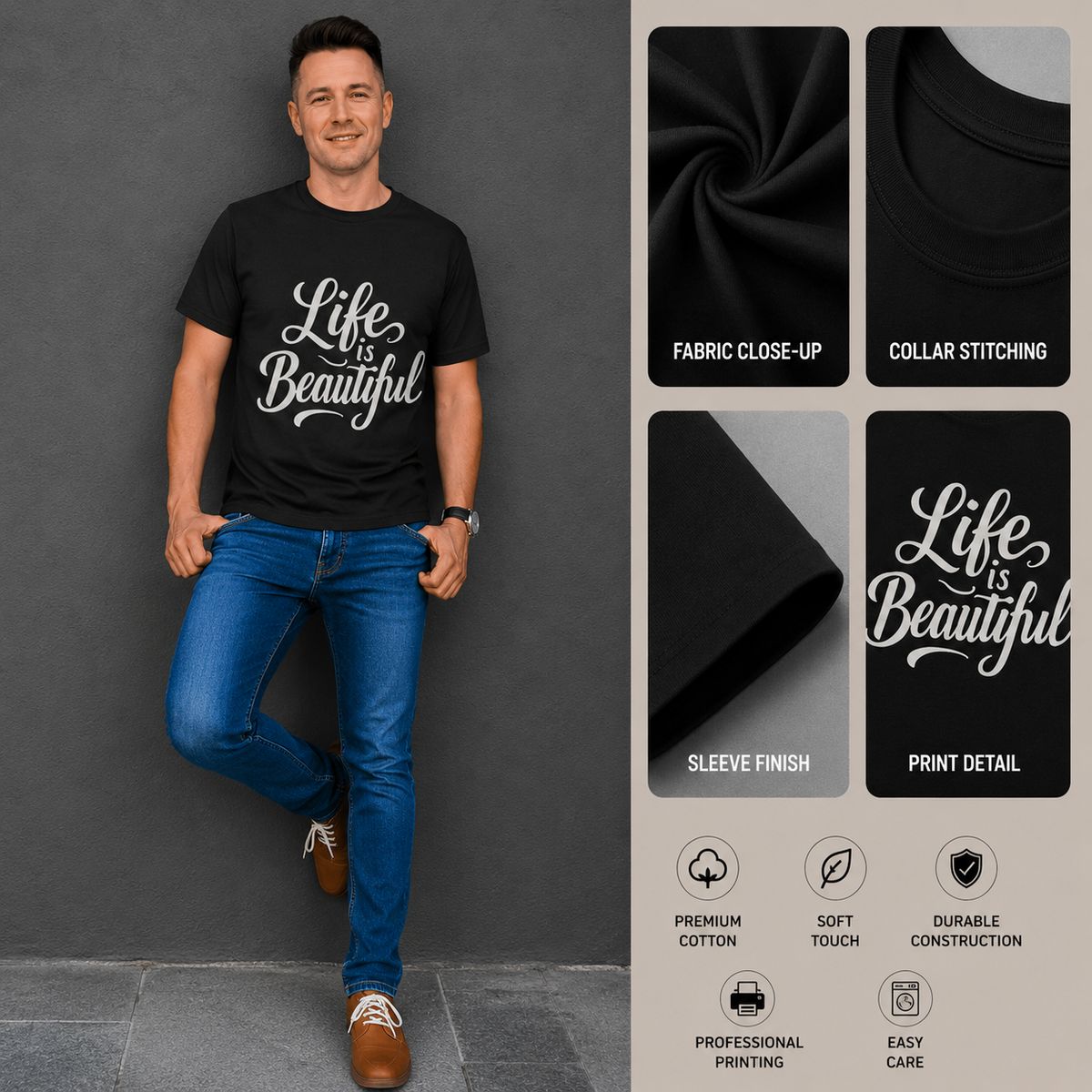 Life Is Beautiful | Positive Vibes Tee | Inspirational Graphic T-Shirt