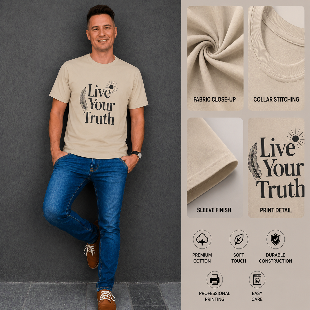 Live Your Truth | Authentic Self Tee | Inspirational Graphic T-Shirt
