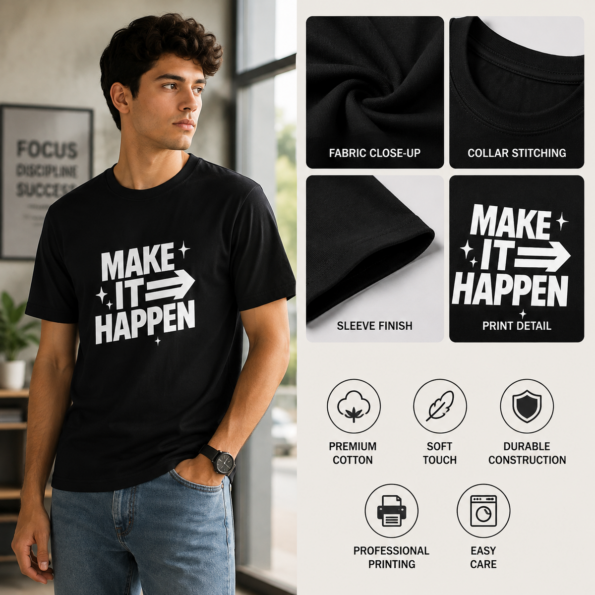 Make It Happen | Motivation Tee | Inspirational Graphic T-Shirt