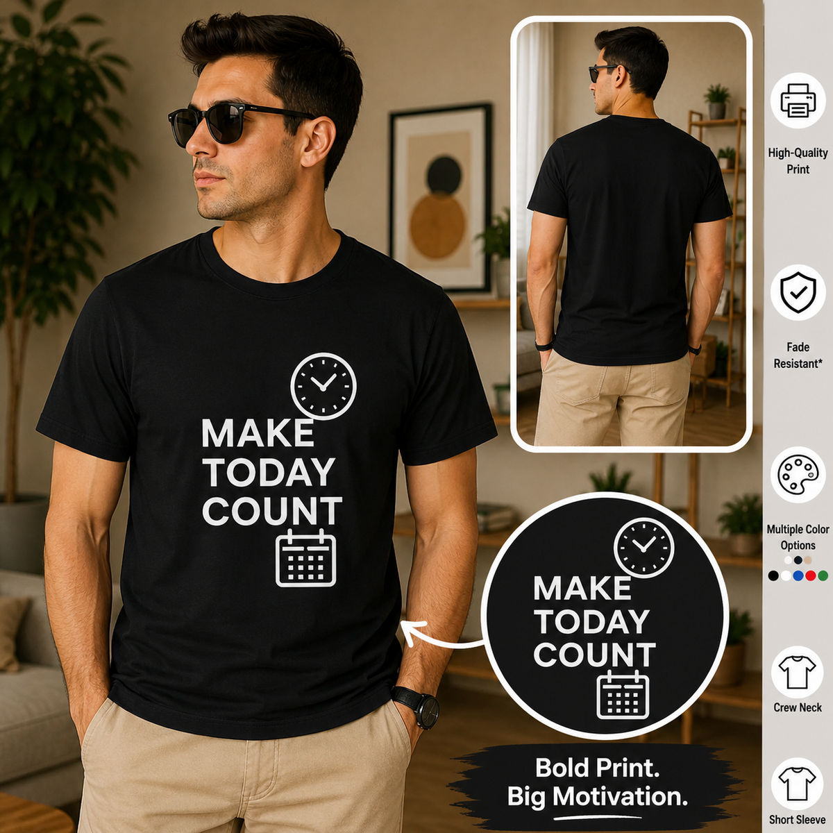 Make Today Count | Success Mindset Tee | Inspirational Graphic T-Shirt