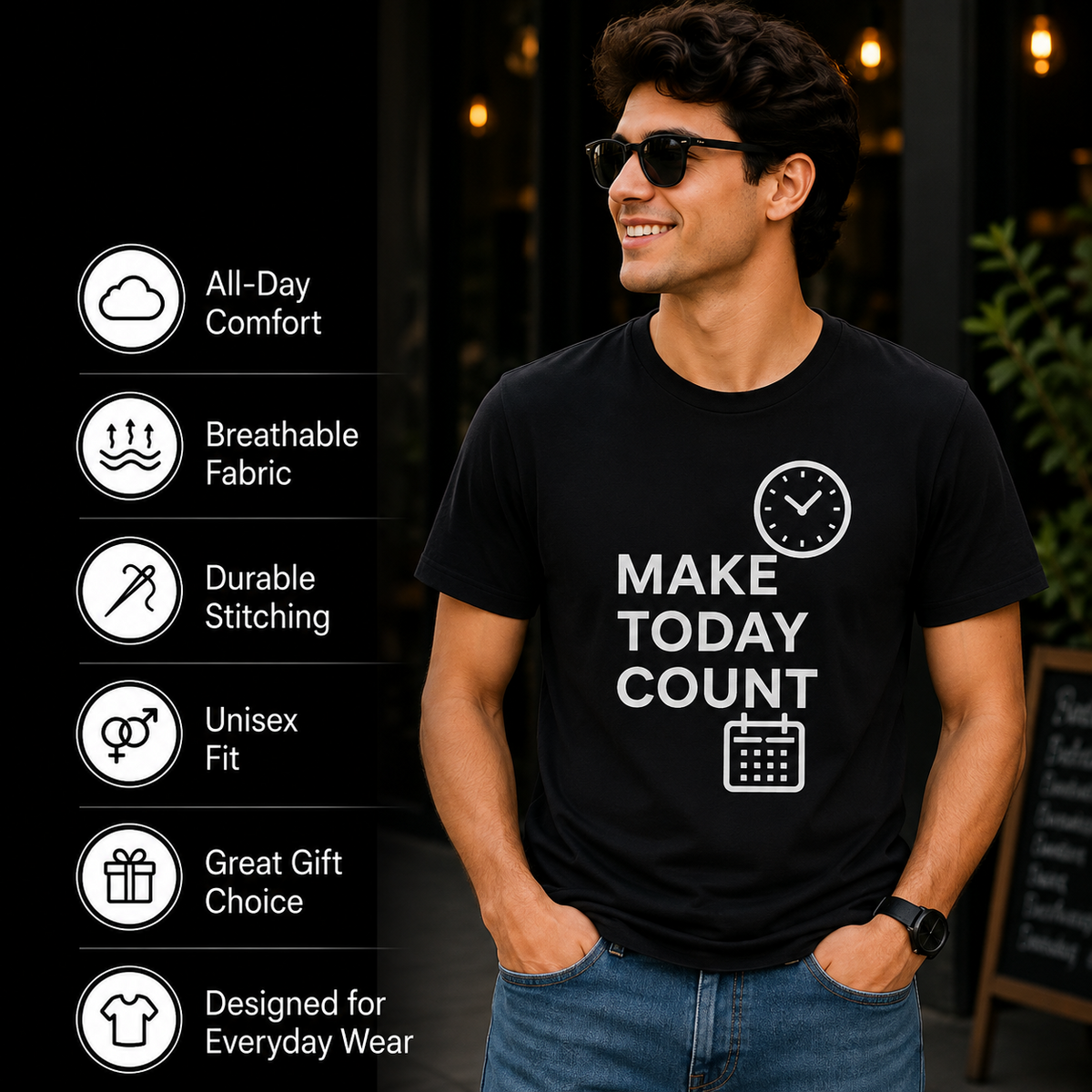 Make Today Count | Success Mindset Tee | Inspirational Graphic T-Shirt
