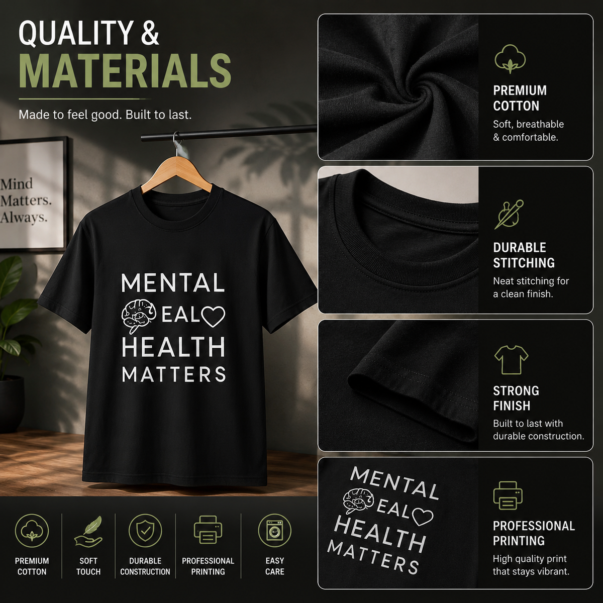Mental Health Matters | Mental Health Tee | Inspirational Graphic T-Shirt