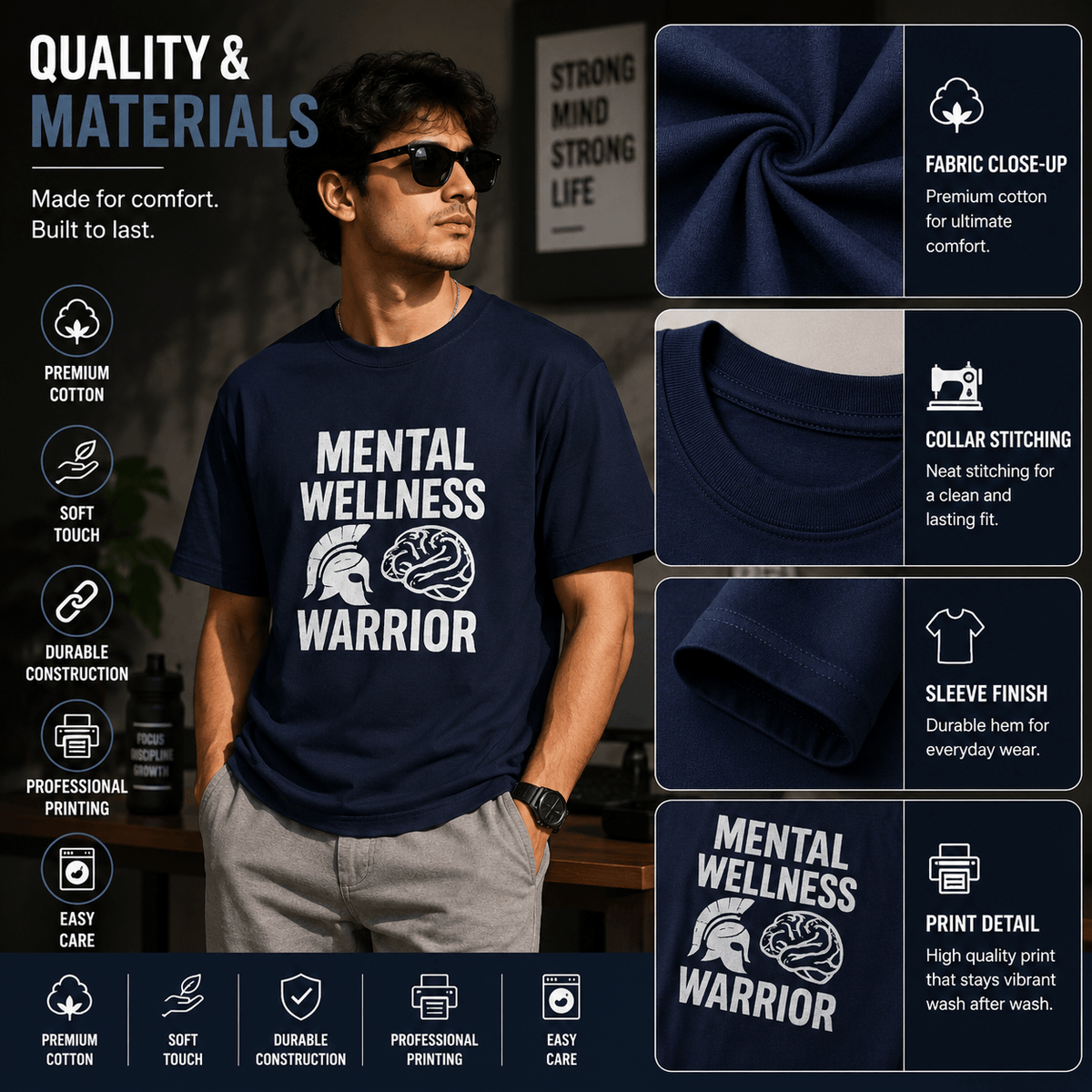 Mental Wellness Warrior | Mental Health Tee | Inspirational Graphic T-Shirt