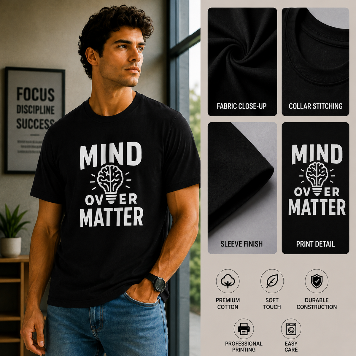 Mind Over Matter | Gym Motivation Tee Inspirational Graphic Tee