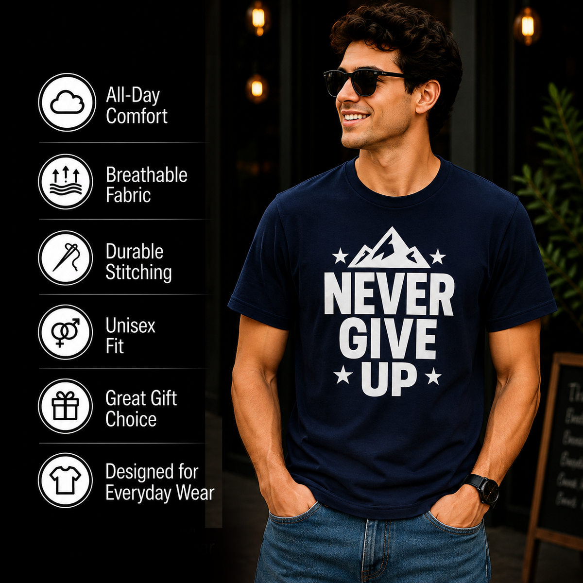Never Give Up | Positive Mindset Tee | Inspirational Graphic T-Shirt
