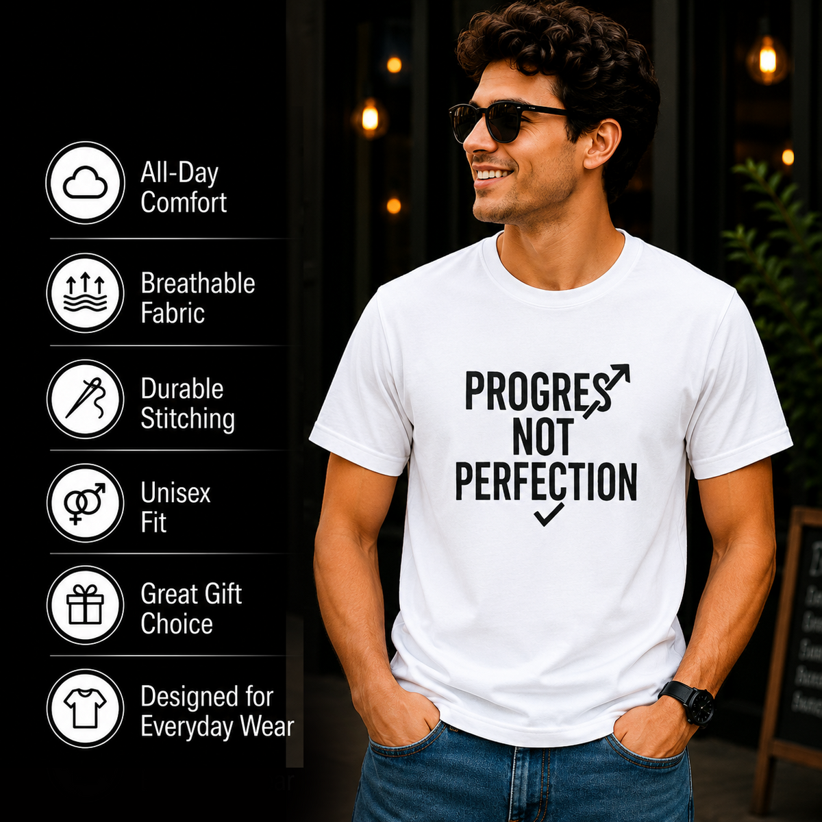 Progress Not Perfection | Growth Mindset Tee Inspirational Graphic Tee