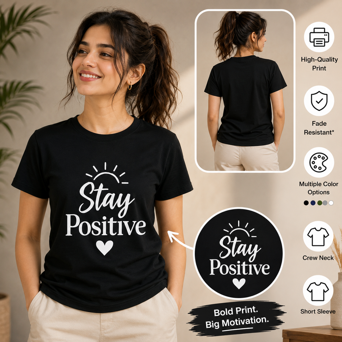 Stay Positive | Positive Mindset Graphic Tee