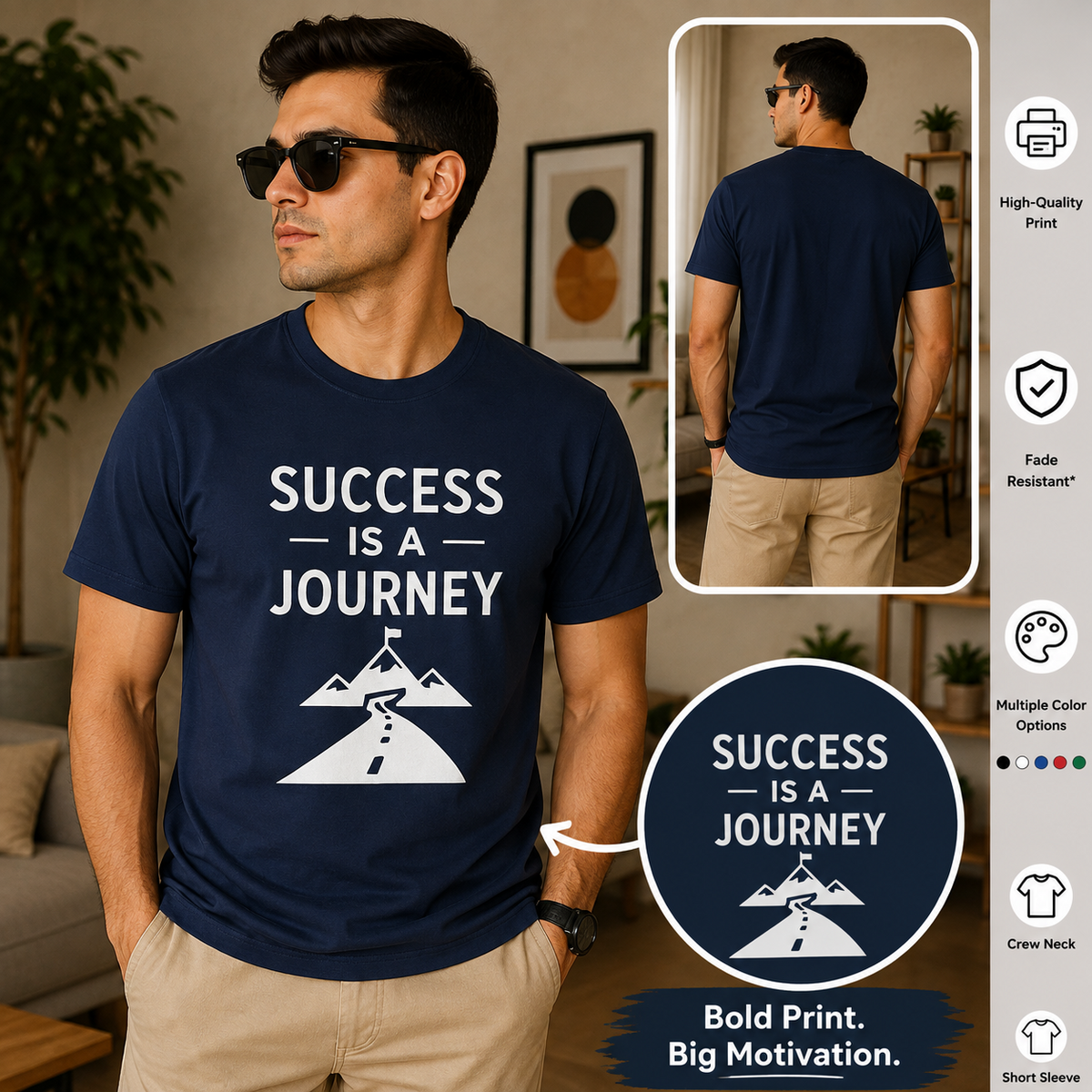 Success Is A Journey Motivational Graphic T-Shirt