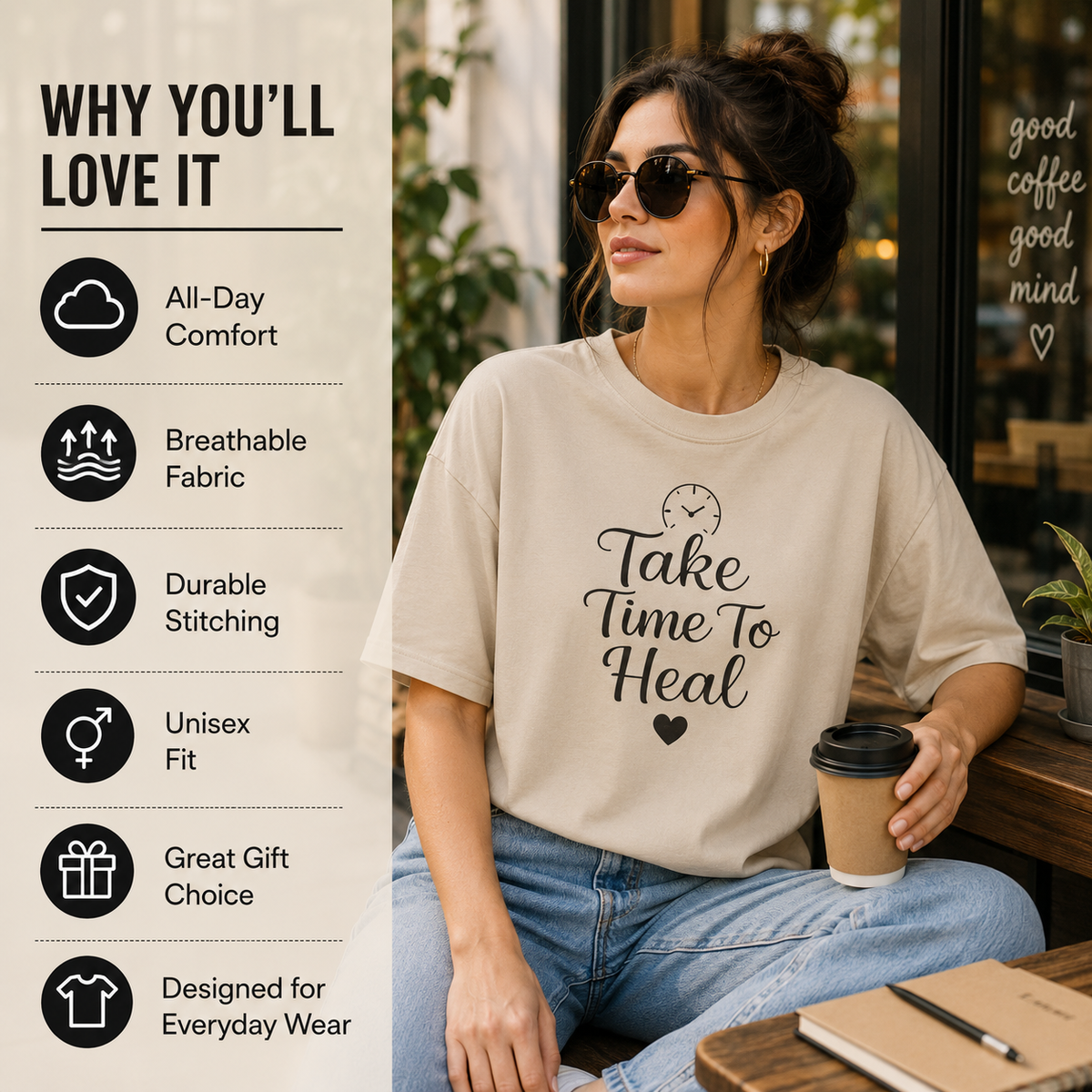 Take Time To Heal | Mental Health Graphic Tee