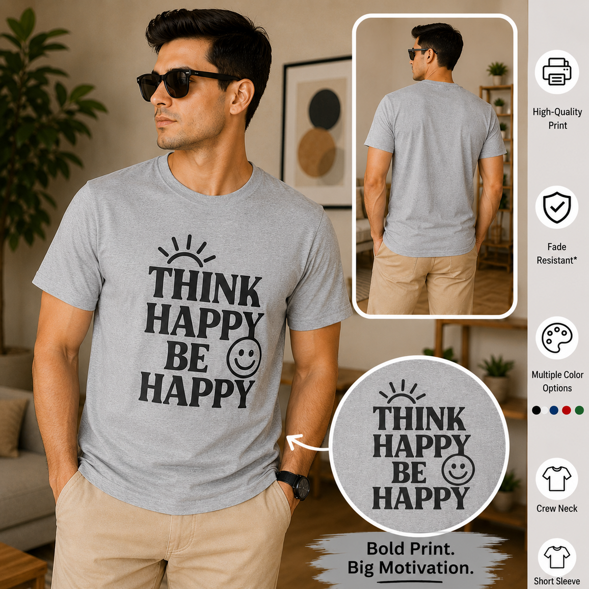 Think Happy Be Happy | Positive Mindset Graphic Tee