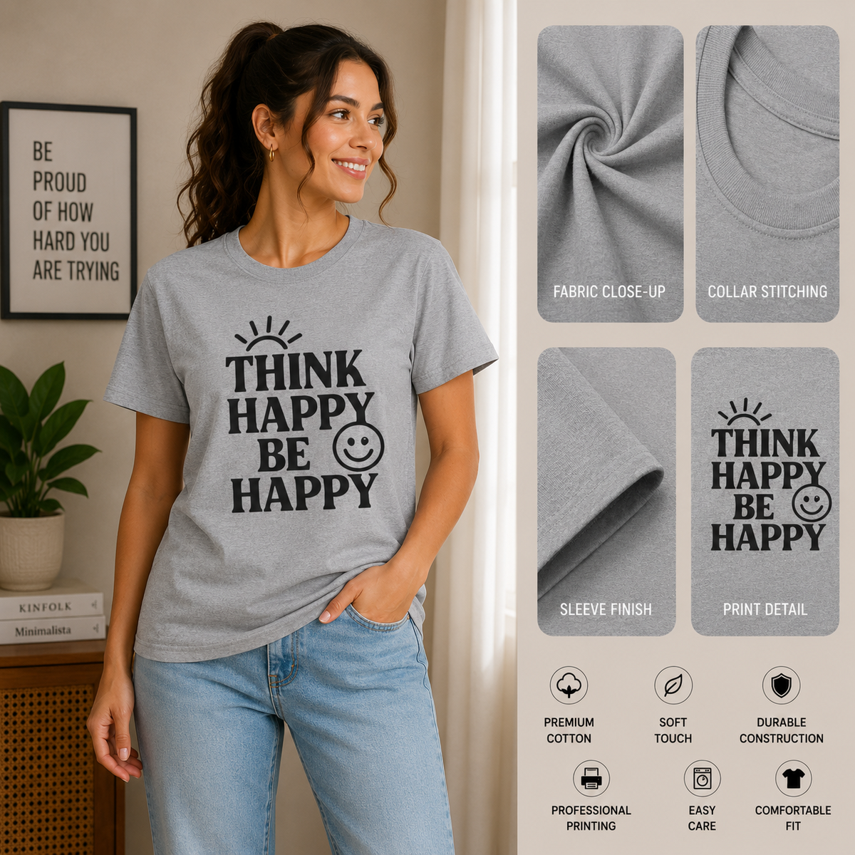 Think Happy Be Happy | Positive Mindset Graphic Tee