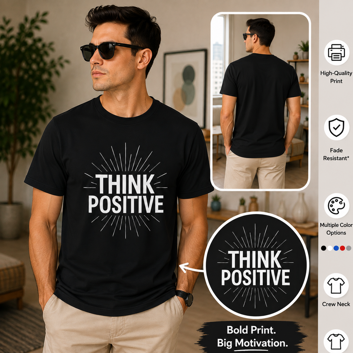 Think Positive | Positive Mindset Graphic Tee