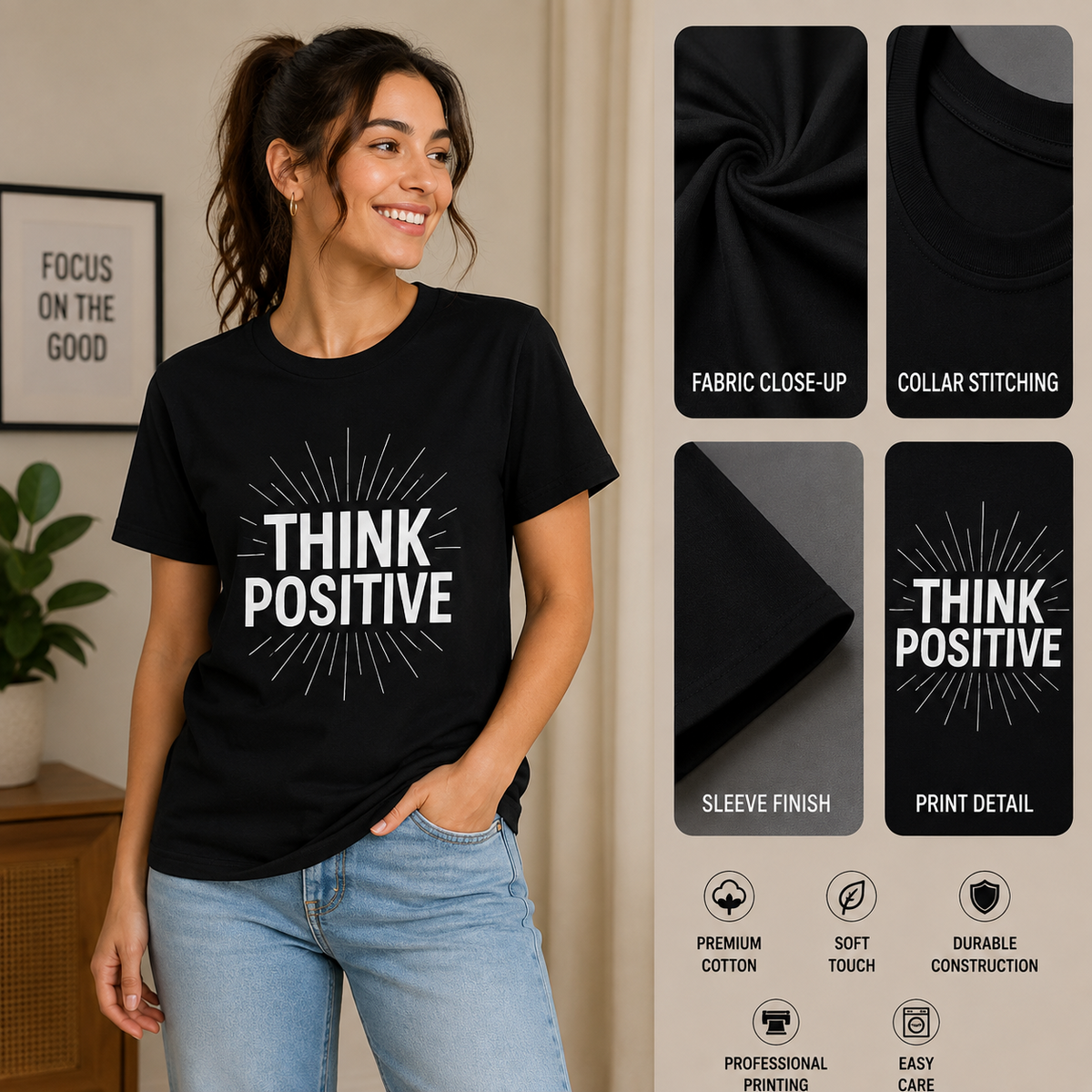 Think Positive | Positive Mindset Graphic Tee
