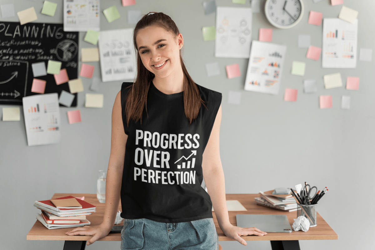 Progress Over Perfection | Growth Mindset Tee - Positivity Prints